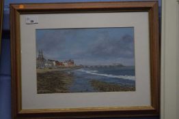 Sheila Norgate (British, contemporary), Cromer Pier, gouache, signed,11.5x8ins, framed and glazed.