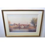 J.R. Goodman (British, b.1870), "Eventide, Ludham Bridge,1904", watercolour, signed, approx.14x21.