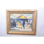 Michael J.Sanders (British, b.1959), Norwich Market, oil on board, signed,14.5x11.5ins, framed.