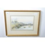 Colin W Burns (B. 1944), signed watercolour, "Live Baiting on The Sounds", 30 x 20cm, framed and