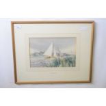 Stephen John Batchelder (1849-1932), signed watercolour, "Yacht Racing on The Broads"