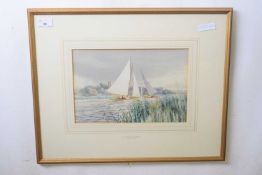 Stephen John Batchelder (1849-1932), signed watercolour, "Yacht Racing on The Broads"