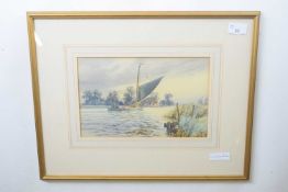 Stephen John Batchelder (1849-1932), signed watercolour, "A Wherry in Choppy Water on The Broads"