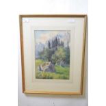 Violet Esther Drury Clutterbuck (British,1869-1960), Alpine scene, watercolour, 13x9ins, framed