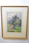 Violet Esther Drury Clutterbuck (British,1869-1960), Alpine scene, watercolour, 13x9ins, framed