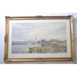 Stephen John Batchelder (1849-1932), signed watercolour, "Yacht Approaching a Bridge on The