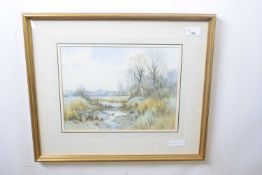 Colin W Burns (B. 1944), signed watercolour, "Waters Edge, Snipe", 30 x 22cm, framed and glazed.