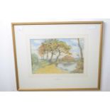 Charles Harmony Harrison (1842-1902), signed watercolour, "Trees by Waterside"
