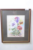 John Dickson (British), 'Pansies', watercolour with oil pastel, painting no.19 in 90th anniversary