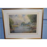 J.R. Goodman (British, b.1870), sailing on the Norfolk Broads, watercolour, signed, 9.5x14ins,