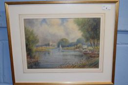 J.R. Goodman (British, b.1870), sailing on the Norfolk Broads, watercolour, signed, 9.5x14ins,