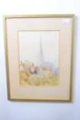 Cecil Tayler, (British, 20th century), a view over Norwich Cathedral, watercolour, signed and