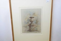 Arthur E.Davies RBA RCA (British, 1893-1988) 'Urn at Castle Howard', pencil and watercolour,