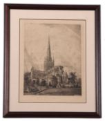 Robert Farren (British, fl.1868-89), Norwich Cathedral, etching, signed and dated 1881, 20x26cm,