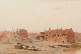 Gerald Ackermann (British,1876-1960), Old Quay, Blakeney, watercolour and pencil, signed, 9x13ins,