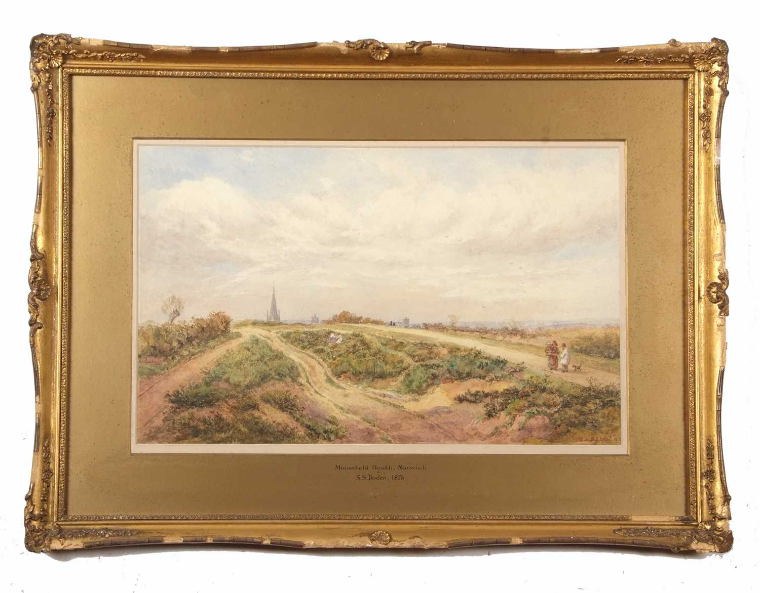Samuel Standige Boden (British, 1826-1896), 'Mousehold Heath, Norwich', watercolour, 11.5x8.5ins,