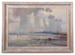 Geoffrey Chatten (British, b.1938), Halvergate / Reedham, oil on board, signed, 23x35ins, framed