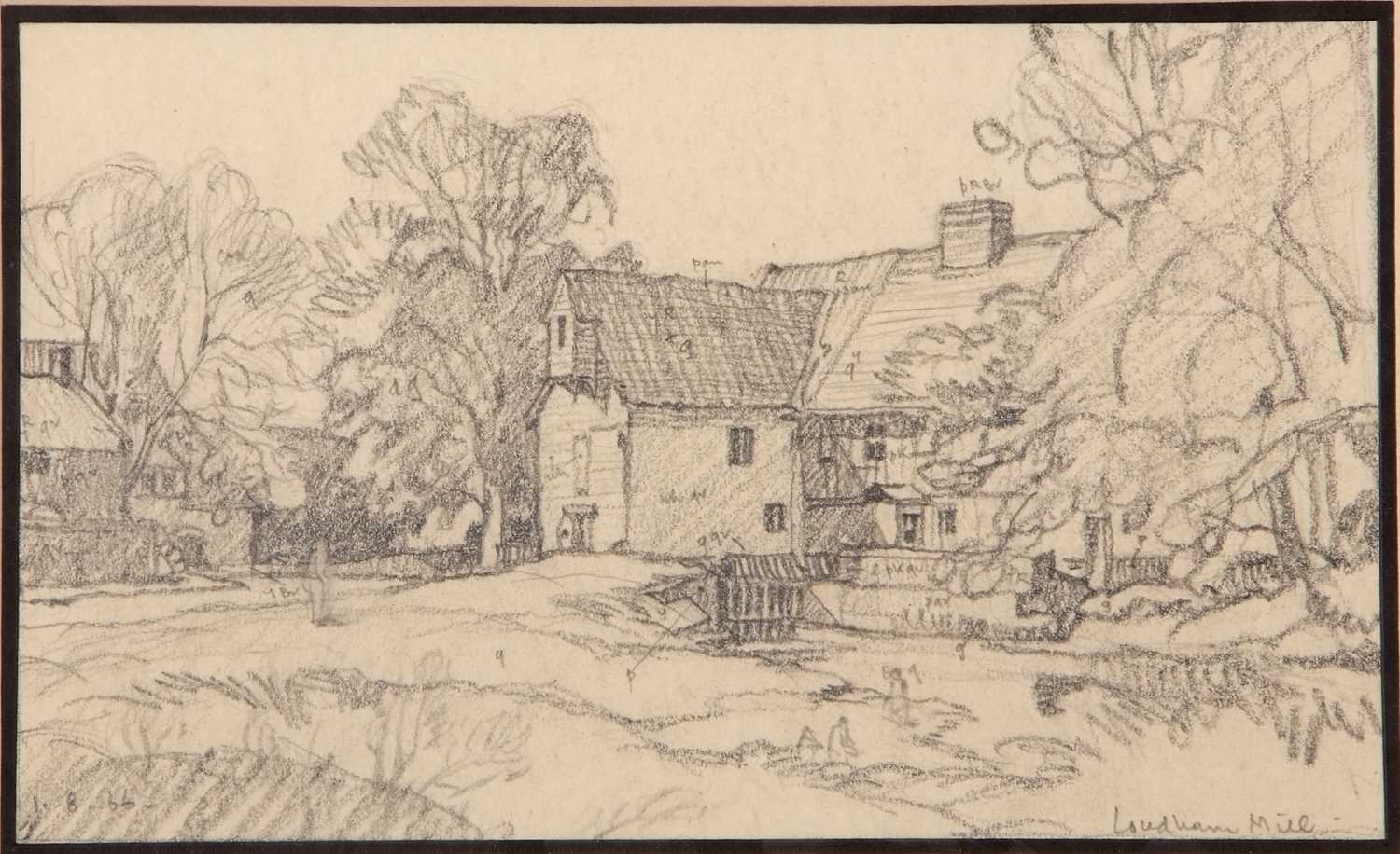 Leonard Russell Squirell RWS RI RE (British, 1893-1979), 'Loudham Mill Pettistree', pencil on paper, - Image 2 of 2