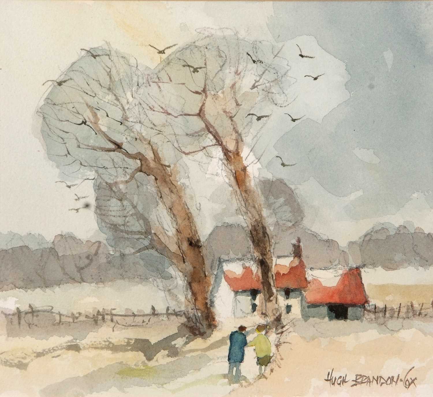 Hugh Brandon Cox (British,1917-2003), Norfolk landscape scene, watercolour, signed, 9.5x10.5ins,