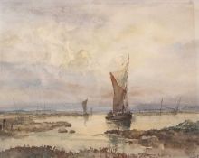 Jack Cox (British,1914-2007) estuary scene, watercolour, signed, 14x16ins, framed.