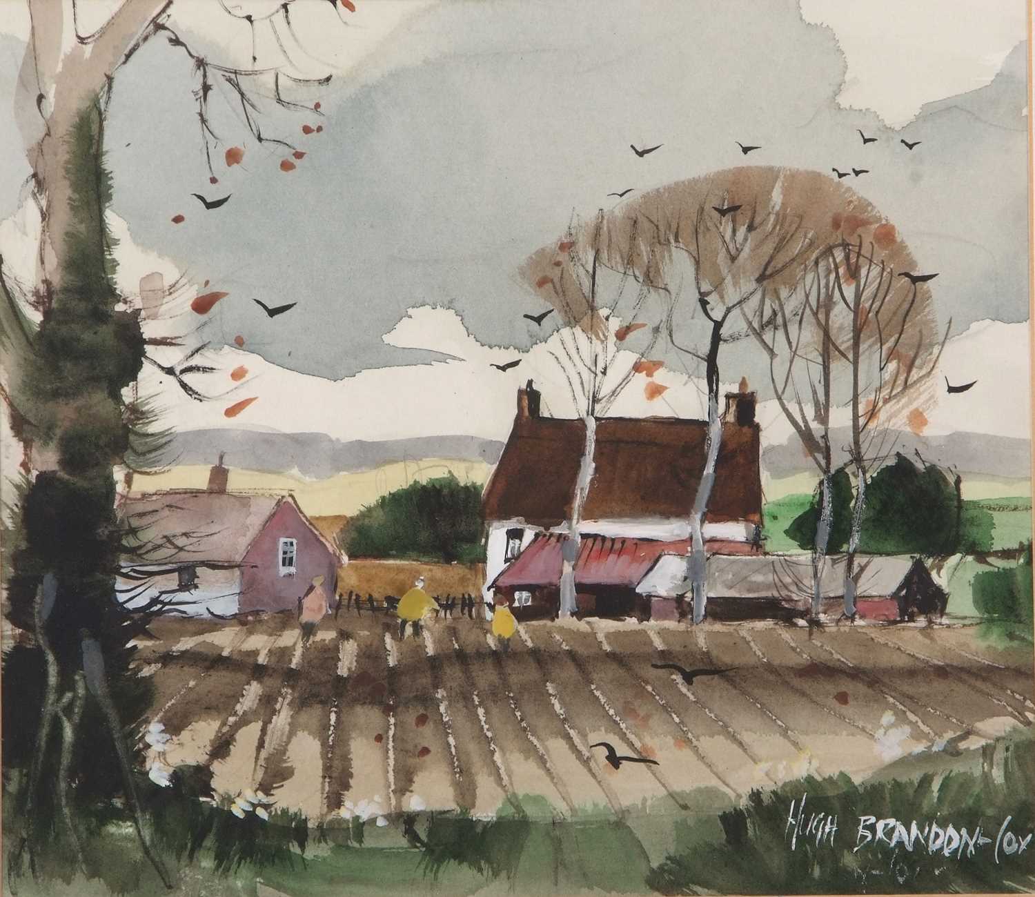 Hugh Brandon Cox (British,1917-2003), Stakesby landscape scene, watercolour and gouache, signed,
