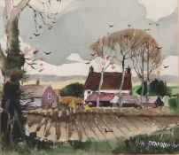 Hugh Brandon Cox (British,1917-2003), Stakesby landscape scene, watercolour and gouache, signed,