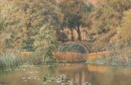 Charles Harmony Harrison (1842-1902), signed and dated 1888, watercolour "Duck Decoy", 54 x 35cm,