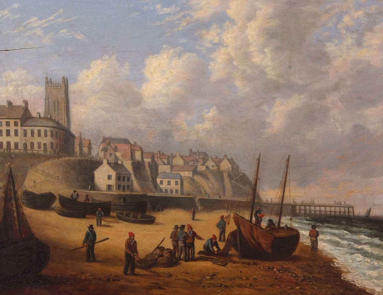 In the manner of Robert Ladbrooke (British, 1770-1842), Fisherfolk on Cromer beach, oil on board, - Image 2 of 2