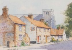 Brian Day (British, 20th century), 'Thornham Village', watercolour, signed, 3.5x2.5ins, framed and