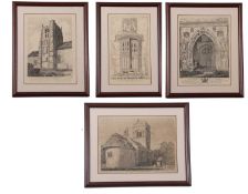 John Sell Cotman (1782-1842), a group of four etchings: 'Tower of South Lopham Church', pub.1819 (
