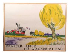 Tom Purvis (British,1888-1959), "Norfolk L.N.E.R", chromolithograph, printed by S.C Allen and Co,