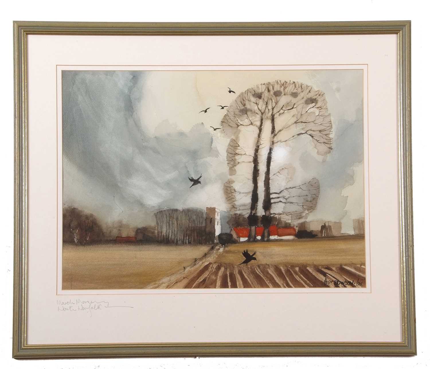 Hugh Brandon Cox (British,1917-2003), "March Morning, North Norfolk", watercolour and gouache, - Image 2 of 2