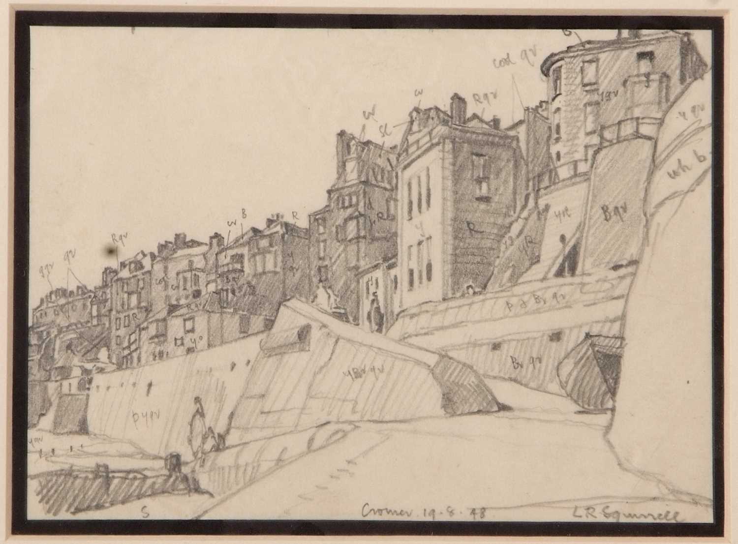 Leonard Russell Squirrell RWS RI RE (British, 1893-1979), 'Cromer 19.8.48', pencil on paper, signed, - Image 2 of 2