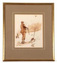 William Garfit R.B.A. (British, b.1944), Game shooting, watercolour and ink, signed, 20x18cm, framed