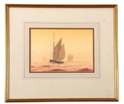 Michael Bensley (British b.1959), 'Sailin into the Dalin Mist', watercolour, signed, 6x8ins,