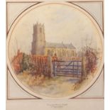 Stephen John Batchelder (British,1849-1932), 'Ormesby Church, Norfolk', watercolour in oval, signed,