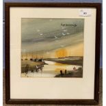 Hugh Brandon Cox (British,1917-2003), Sunset over an estuary, watercolour, signed, 19x20cm, framed