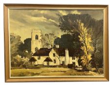 Frank Forward (British,1904-1978), Rural landscape scene in Autumn depicting a church and