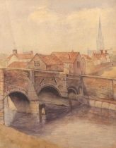 British School, circa 20th century, a view across Bishopsgate Bridge, Norwich, watercolour,