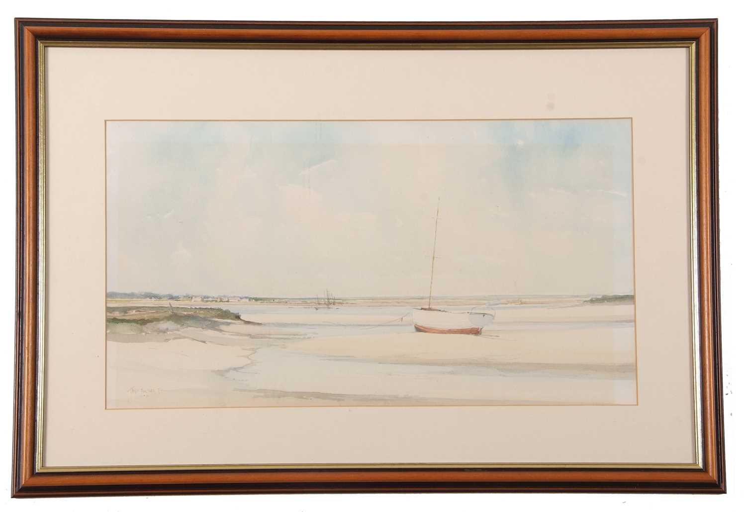 Jason Partner (British, 20th century), High Tide at Blakeney, watercolour, dated '74, 24x44cm,