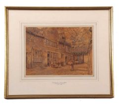 John Miller Marshall (British, 1830-1900), "Courtyard in Surrey Street", watercolour, monogrammed to