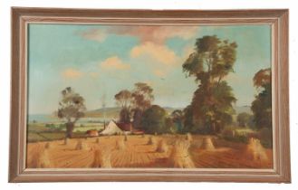 Marcus Ford (British,1914-1989), A view across a wheatfield, oil on canvas, signed,18x30ins,