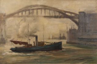 Frank Forward (British, 1904-1978), Steamboat coming into harbour, oil on board, signed, 47x72cm,