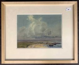 Gerald Akermann (British,1876-1960), Resting boats at Blakeney, watercolour, signed, 24x32cm, framed