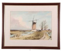 Leslie L. Hardy Moore R.I. (British,1907-1997), Thurne Mill, watercolour, signed, 37x54cm, framed