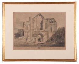 John Sell Cotman (British,1782-1842), 'West Front of Castle Acre Priory', etching from 'A Series