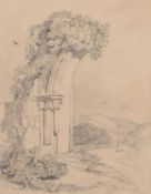 John Sell Cotman (British,1782-1842), 'A ruined Arch with distant River Valley', pencil on paper,
