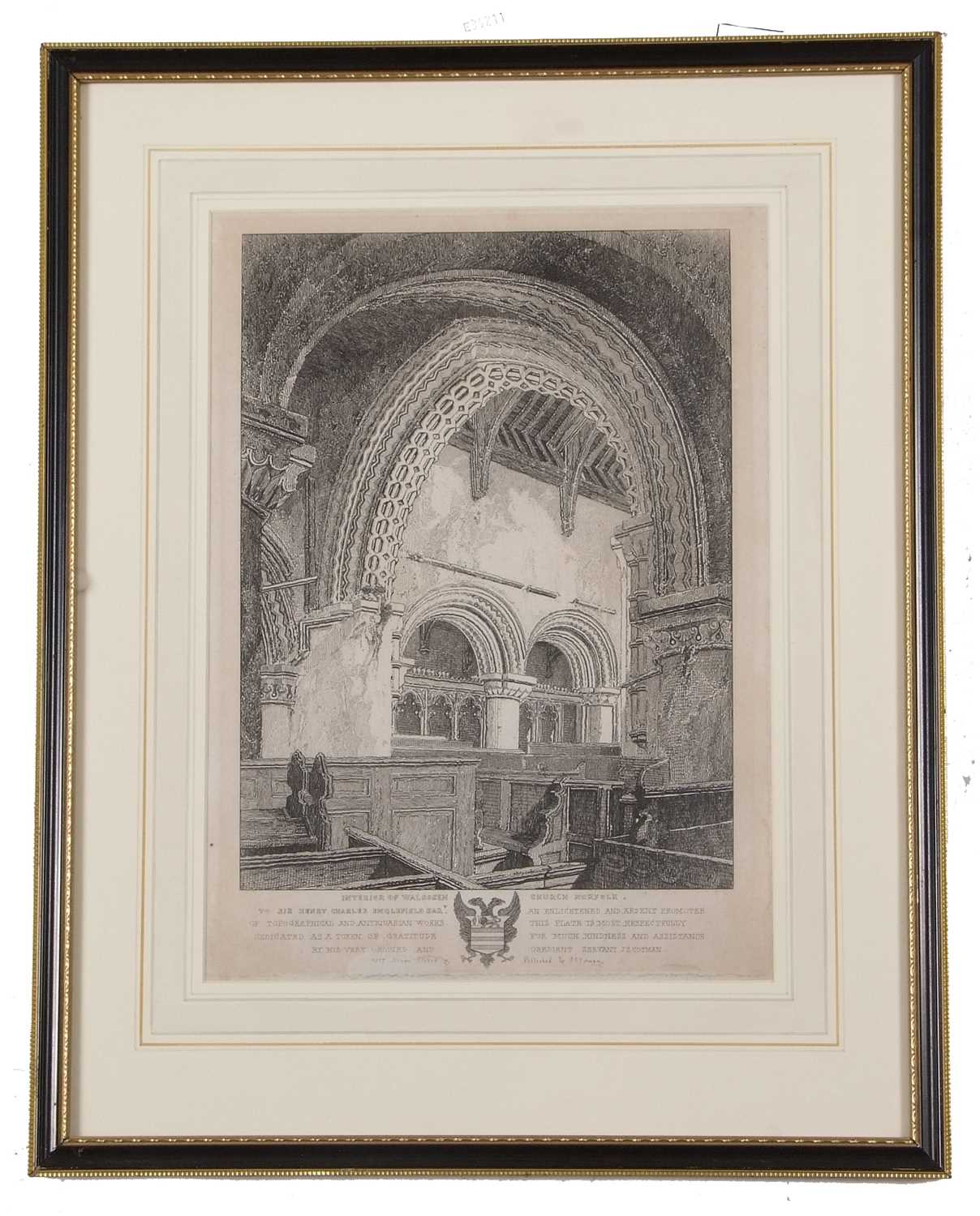 John Sell Cotman (British,1782-1842), 'Interior of Walsoken Church, Norfolk', etching from 'A Series