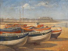 K.B. Richards (British, contemporary) "Cromer Boats", oil on board, signed and dated 1976,