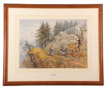 In the manner of John Joseph Cotman (British,1814-1878), 'Alpine Scene', pencil, and watercolour,